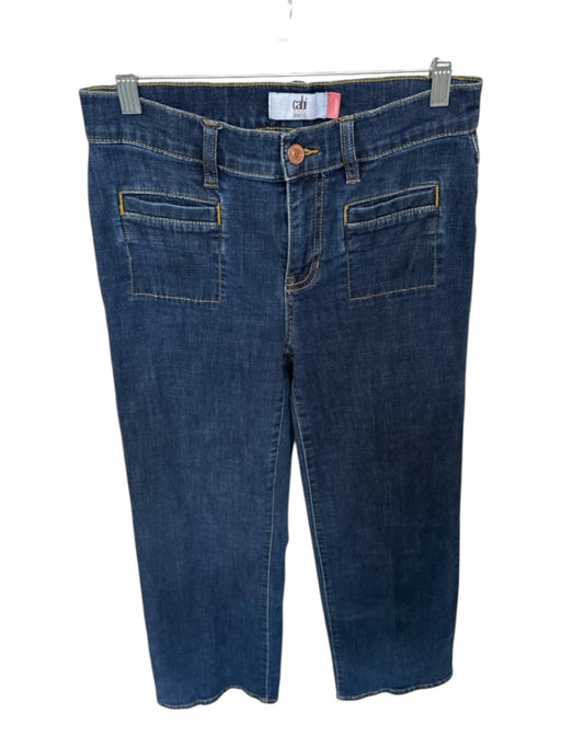 Cabi Size 4 Dark Wash Cotton Blend High Waist Wide Leg Front Pocket Jeans Dark Wash / 4