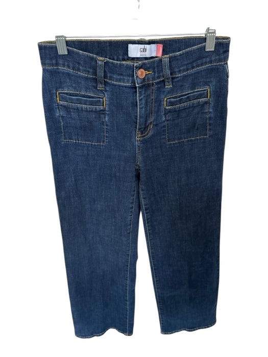 Cabi Size 4 Dark Wash Cotton Blend High Waist Wide Leg Front Pocket Jeans Dark Wash / 4