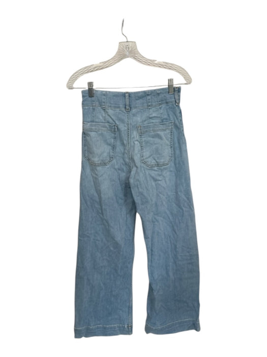 Maeve Size 26 Light Wash Cotton Denim High Waist Button Wide Leg Jeans Light Wash / 26