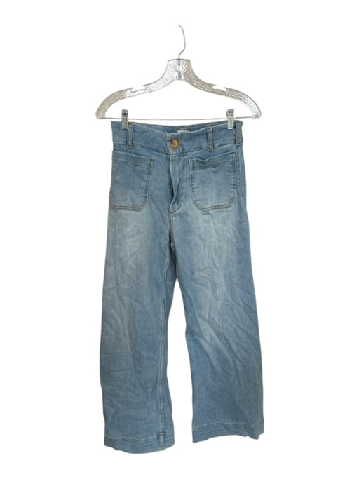 Maeve Size 26 Light Wash Cotton Denim High Waist Button Wide Leg Jeans Light Wash / 26