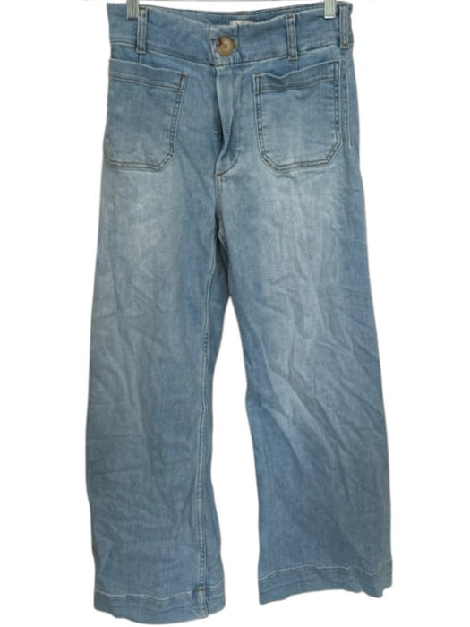 Maeve Size 26 Light Wash Cotton Denim High Waist Button Wide Leg Jeans Light Wash / 26