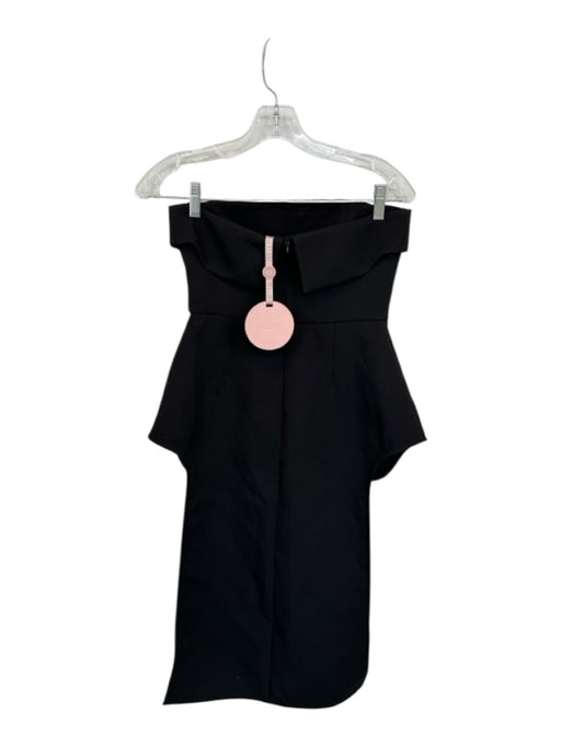 Alexis Size NWT Black Polyester Structured Strapless Back Zip Train Top Black / NWT