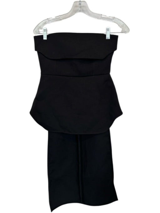Alexis Size NWT Black Polyester Structured Strapless Back Zip Train Top Black / NWT