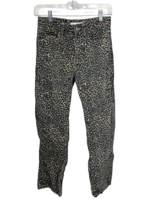 Mango Size 2 Black & Yellow Cotton Wide Leg Denim Cheetah Jeans Black & Yellow / 2