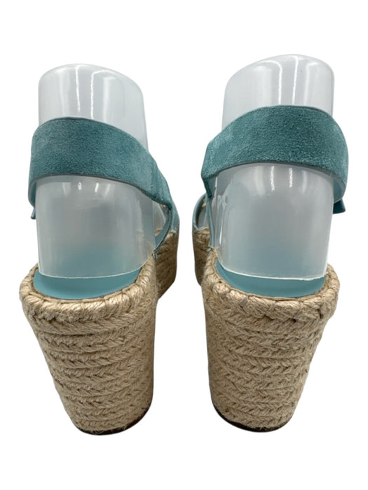 Marc Fisher Shoe Size 9 Light Blue & Beige Suede Espadrille Ankle Buckle Sandals Light Blue & Beige / 9