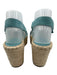 Marc Fisher Shoe Size 9 Light Blue & Beige Suede Espadrille Ankle Buckle Sandals Light Blue & Beige / 9
