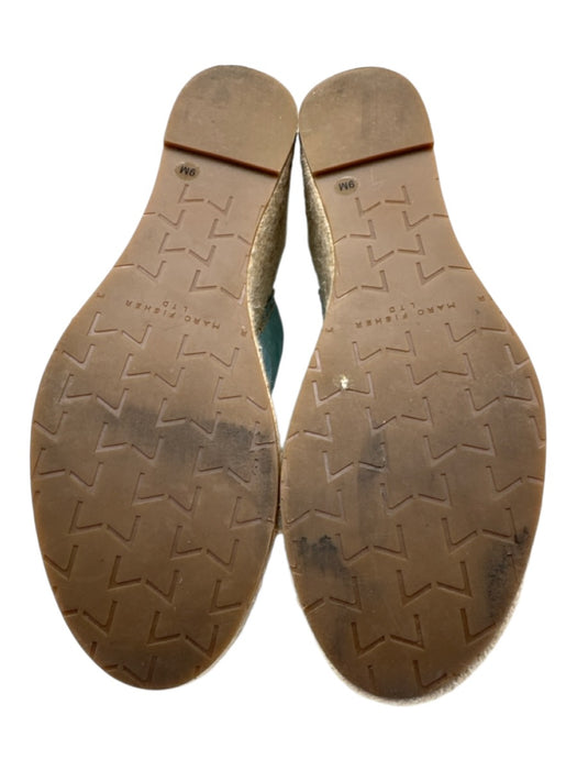 Marc Fisher Shoe Size 9 Light Blue & Beige Suede Espadrille Ankle Buckle Sandals Light Blue & Beige / 9