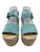 Marc Fisher Shoe Size 9 Light Blue & Beige Suede Espadrille Ankle Buckle Sandals Light Blue & Beige / 9