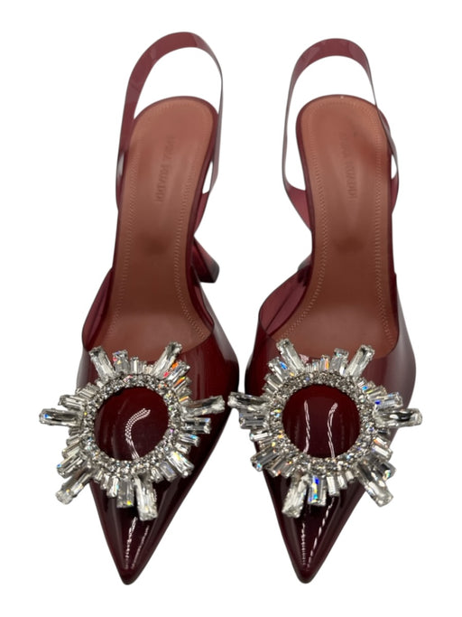 Amina Muaddi Shoe Size 37 Wine Red PVC Upper Rhinestone Clear Pointed Toe Pumps Wine Red / 37