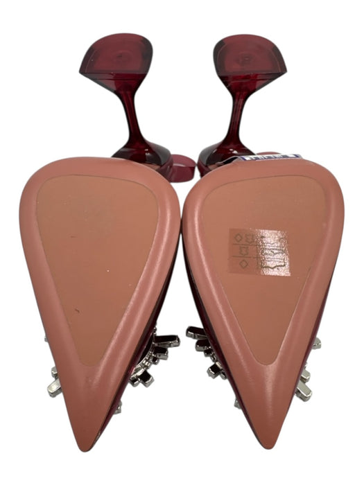 Amina Muaddi Shoe Size 37 Wine Red PVC Upper Rhinestone Clear Pointed Toe Pumps Wine Red / 37