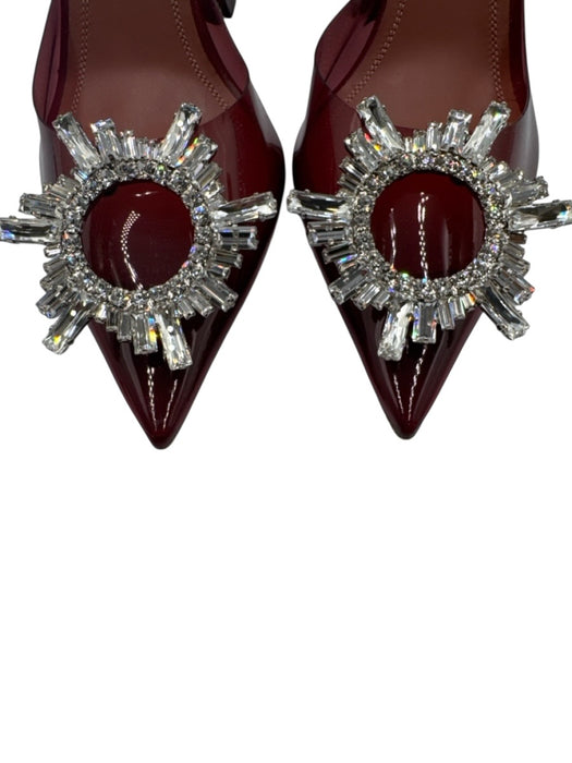 Amina Muaddi Shoe Size 37 Wine Red PVC Upper Rhinestone Clear Pointed Toe Pumps Wine Red / 37