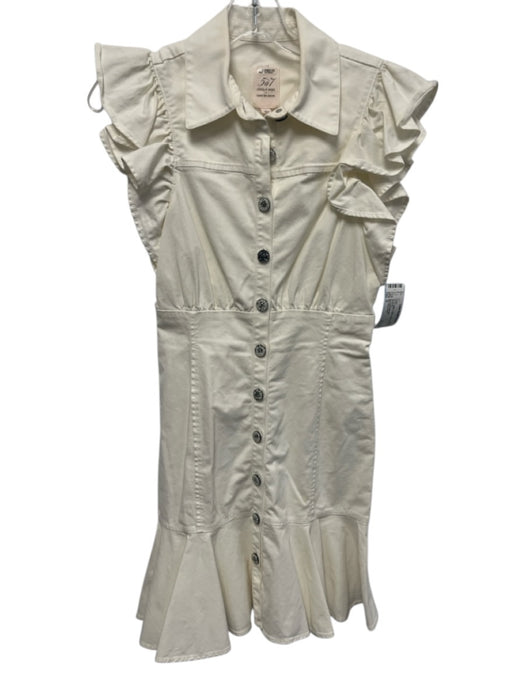 5a7 Cinq a Sept Size 0 White Cotton Button Front Ruffle Dress White / 0