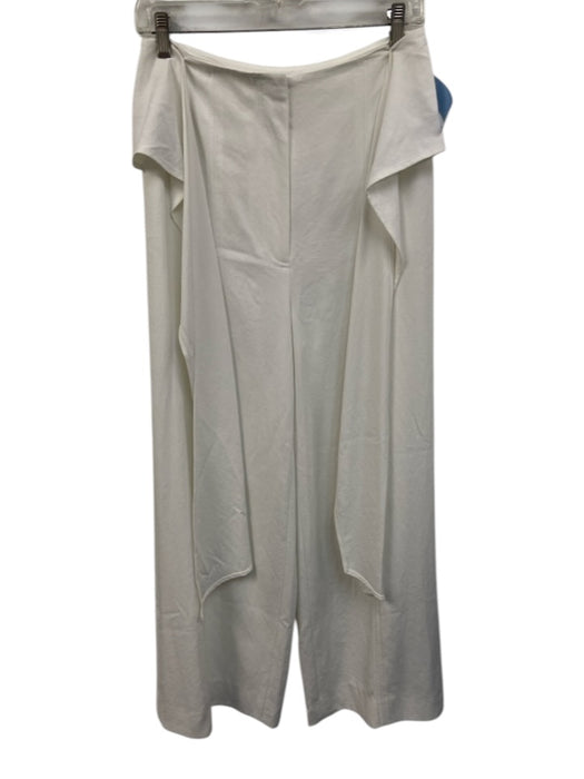 Milly Size S White Triacetate Tie Detail Twill Pants White / S
