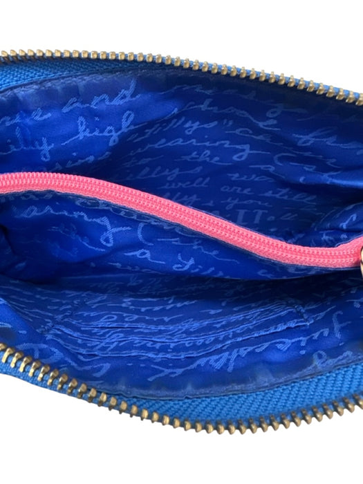 Lilly Pulitzer Multi Polyester Zip Close Gold Tone Hardware Botanical Pouch Bag Multi
