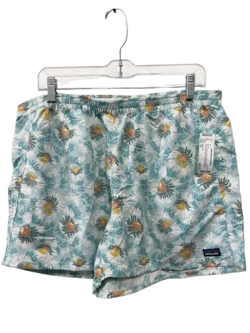 Patagonia Size XL Blue, White & Yellow Nylon Elastic & Drawstring Waist Shorts Blue, White & Yellow / XL
