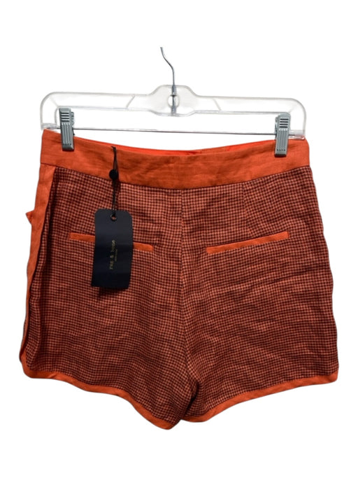Rag & Bone Size 0 Orange Print Linen Houndstooth hook & zip Shorts Orange Print / 0