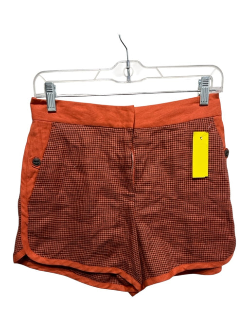 Rag & Bone Size 0 Orange Print Linen Houndstooth hook & zip Shorts Orange Print / 0