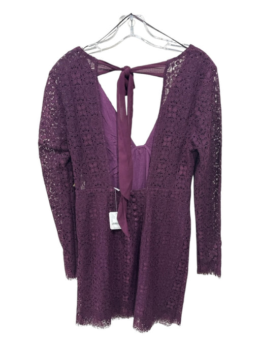 Free People Size 2 Dark Purple Nylon & Polyester Lace Long Sleeve Mini Dress Dark Purple / 2