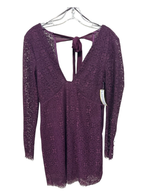 Free People Size 2 Dark Purple Nylon & Polyester Lace Long Sleeve Mini Dress Dark Purple / 2