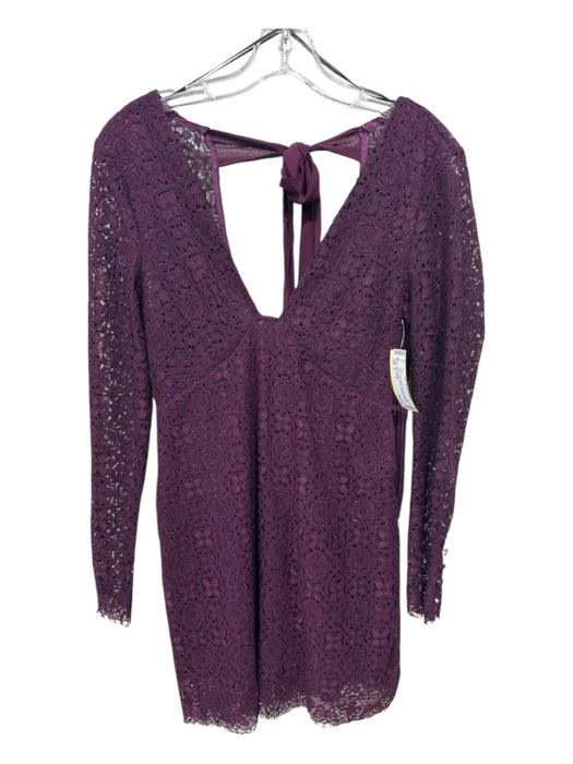 Free People Size 2 Dark Purple Nylon & Polyester Lace Long Sleeve Mini Dress Dark Purple / 2