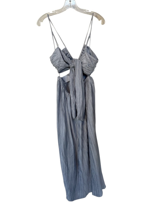 Zara Size S Gray Polyester Spaghetti Strap Acordian Pleated Side Cut Outs Dress Gray / S