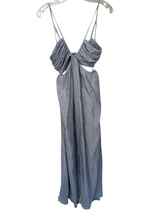 Zara Size S Gray Polyester Spaghetti Strap Acordian Pleated Side Cut Outs Dress Gray / S