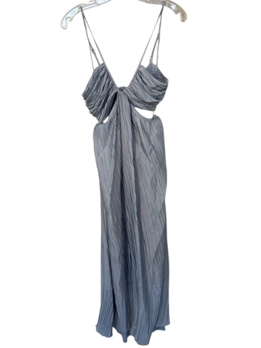 Zara Size S Gray Polyester Spaghetti Strap Acordian Pleated Side Cut Outs Dress Gray / S