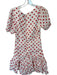 endless rose Size M White & Red Rayon Blend Short Sleeve Polka Dot Buttons Dress White & Red / M