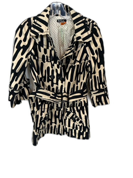 Taikonku Size 4 Cream & Black Cotton Belted Jacket Cream & Black / 4