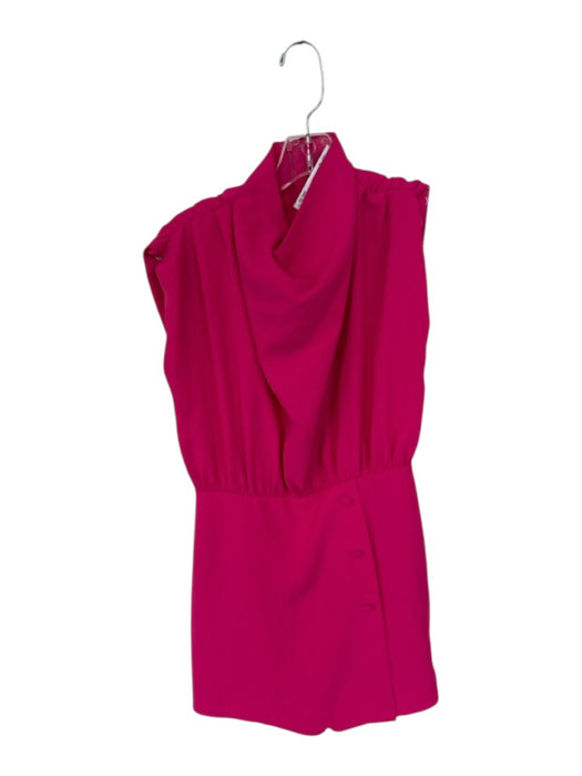 Karlie Size M Pink Polyester Mock Neck Cap Sleeve Buttons Dress Pink / M