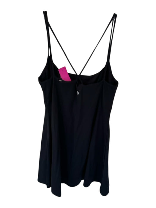 Size M Black Nylon Blend Spaghetti Strap Built - In Shorts Dress Black / M
