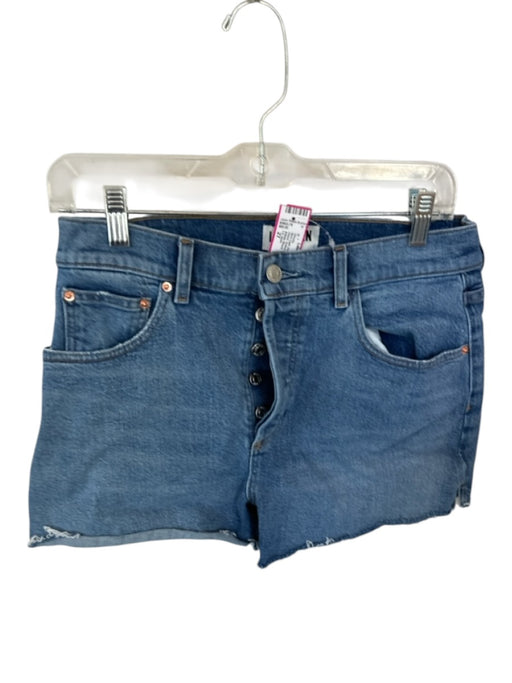 Le Jean Size 27 Med Dark Wash Cotton Blend High Waist Button Fly Cut Off Shorts Med Dark Wash / 27