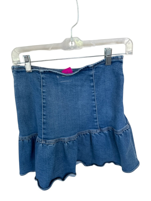 Mother Size 26 Med Light Wash Cotton Blend Side Zip Ruffles Denim Skirt Med Light Wash / 26