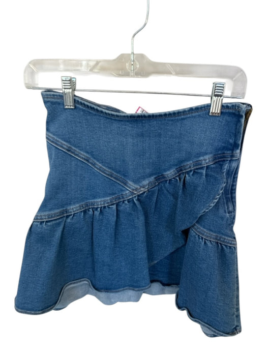 Mother Size 26 Med Light Wash Cotton Blend Side Zip Ruffles Denim Skirt Med Light Wash / 26