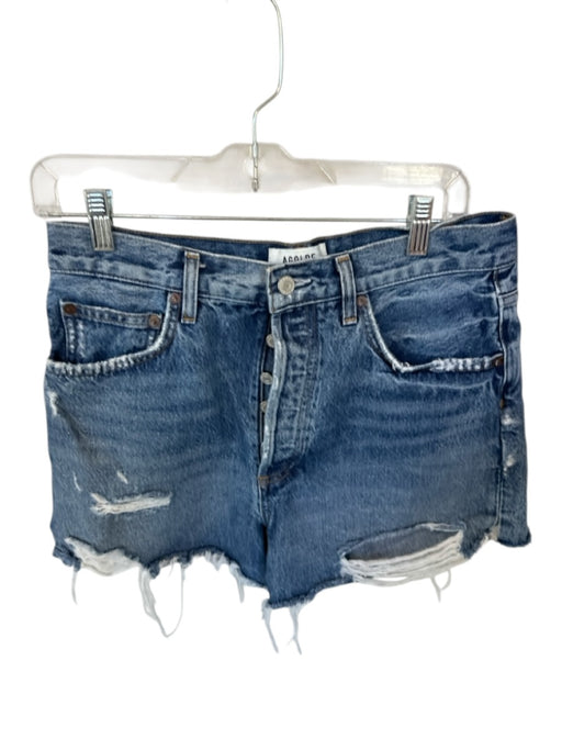 Agolde Size 28 Med Dark Wash Organic Cotton High Waist Button Fly Cut Off Shorts Med Dark Wash / 28