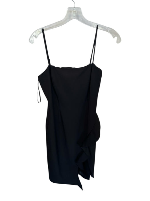 Bardot Size M Black Polyester Spaghetti Strap Ruffle Back Zip Dress Black / M