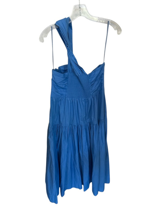 A.L.C. Size 8 Cornflower Blue Cotton One Shoulder Keyhole Front Side Zip Dress Cornflower Blue / 8