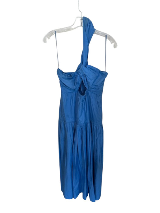 A.L.C. Size 8 Cornflower Blue Cotton One Shoulder Keyhole Front Side Zip Dress Cornflower Blue / 8
