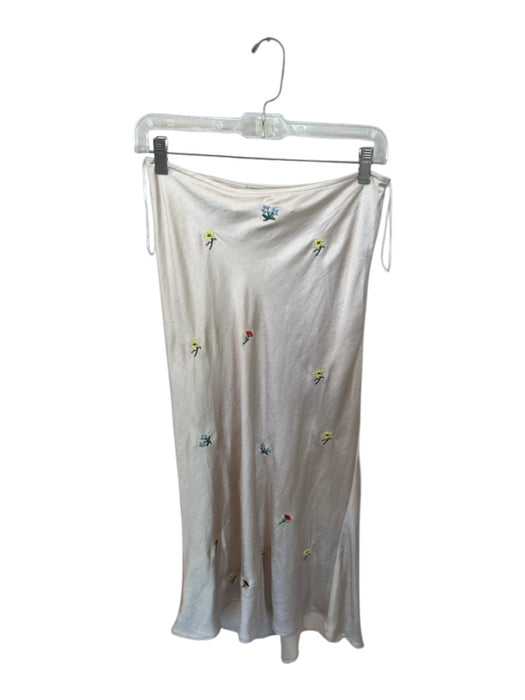 Farrow Size M Cream & Multi Polyester Side Zip Embroidered Flowers Maxi Skirt Cream & Multi / M