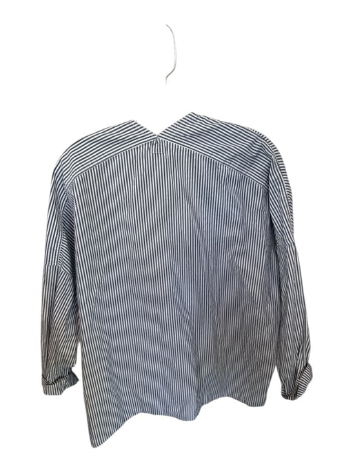 Bailey 44 Size M Blue & White Cotton Long Sleeve Striped One Button Top Blue & White / M