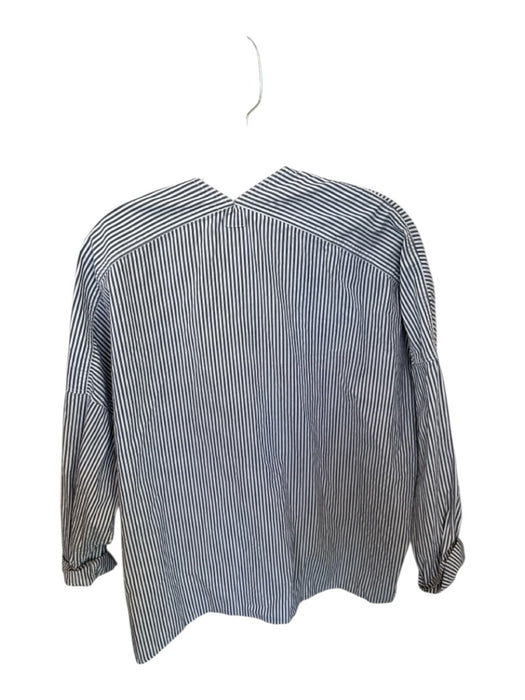 Bailey 44 Size M Blue & White Cotton Long Sleeve Striped One Button Top Blue & White / M