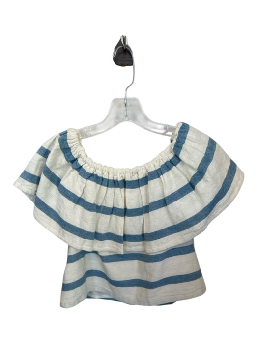 Mara Hoffman Size S Cream & Blue Cotton Off Shoulder Striped Cropped Top Cream & Blue / S