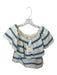 Mara Hoffman Size S Cream & Blue Cotton Off Shoulder Striped Cropped Top Cream & Blue / S