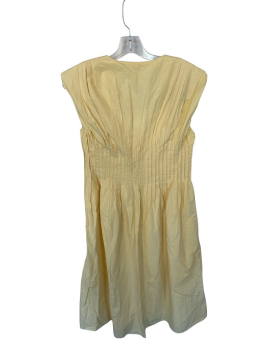 All:Row Size S Yellow Cotton Cap Sleeve Pleat Detail Buttons Maxi Dress Yellow / S
