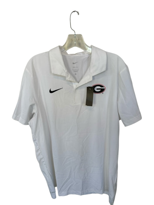 Nike Size M White & Red Polyester UGA Athletic Men's Polo White & Red / M