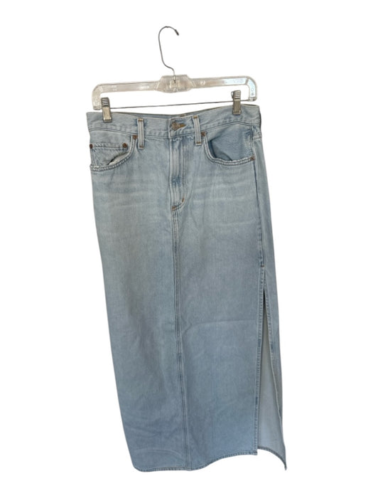Agolde Size 27 Light Wash Organic Cotton High Waist Side Slits Maxi Denim Skirt Light Wash / 27