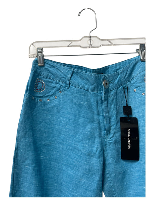 Dolce & Gabbana Size 29 Aqua Cotton & Elastane 4 Pocket Slight Flare Logo Pants Aqua / 29