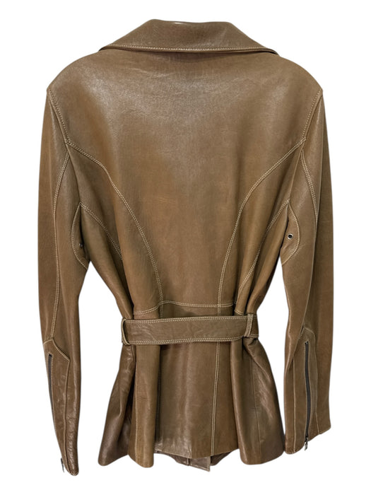 Marc New York Size L Split Pea Green Leather Brass Hardware Collar Coat Split Pea Green / L