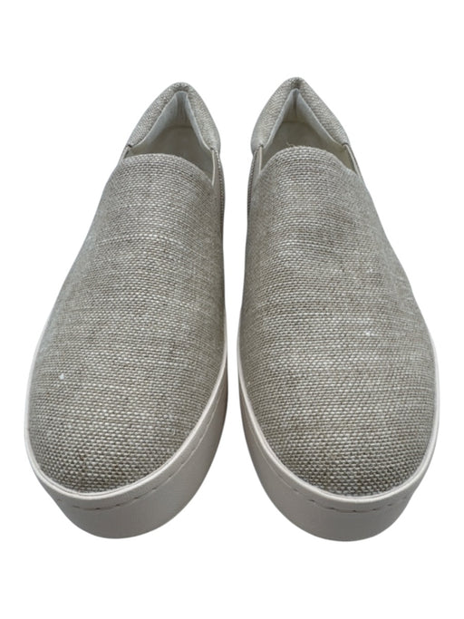 Vince Shoe Size 8.5 Beige & White Canvas Round Toe Slip On Platform Sneakers Beige & White / 8.5