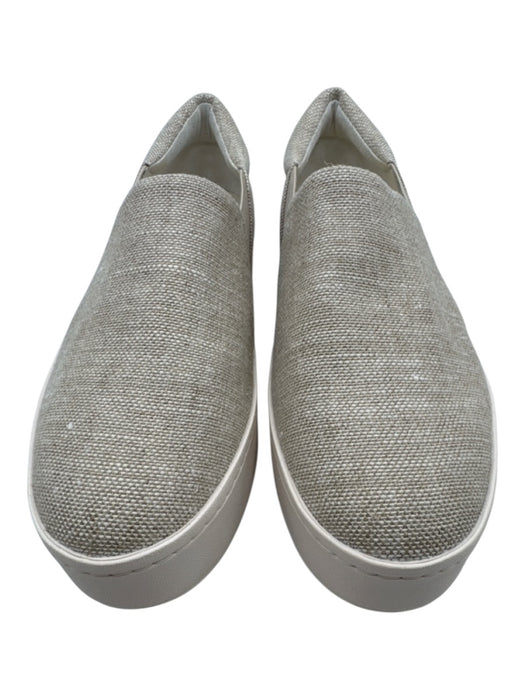 Vince Shoe Size 8.5 Beige & White Canvas Round Toe Slip On Platform Sneakers Beige & White / 8.5